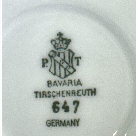Bavaria Tirschenreuth PT Germany Demitasse Cobalt Green Rose Pink Cup Saucers 4 - Picture 13 of 15